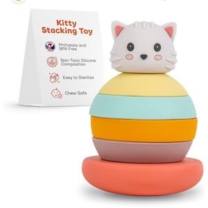 Elbebe Silicone Stackable Animal (Cat) BPA Free 6 Months-4‎ Years Montessori Toy